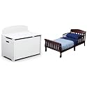 Delta Children MySize Deluxe Toy Box - Greenguard Gold Certified, Bianca White &amp; Canton Toddler Bed, Cherry
