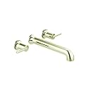Delta Faucet Contemporary Tub Filler - Wall-Mounted Bathtub Filler Spout - Long Modern Bath Faucet with Temperature Indicators - Polished Nickel, T5759-PNWL (Rough Sold Separately)