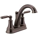 Delta Faucet Woodhurst Centerset Bathroom Faucet, Oil Rubbed Bronze 2-Handle Bathroom Faucet, Delta Bathroom Sink Faucet, Metal Push-Pop Drain Assembly, Venetian Bronze 2532LF-RBMPU