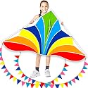 Delta Kite Set for Kids and Adults,Extremely Easy to Launch for Beginners, Perfect for Beaches and Parks,ites for Beach Trip Park Family Outdoor Games and Activities (Rainbow Crystal, 1)