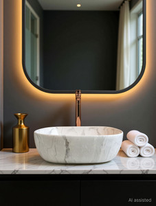 delta premium designer grey marble glossy finish ceramic wash basin08 designer wash basin0008 table top basin white  gray