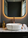 DELTA Premium Designer Grey Marble Glossy Finish Ceramic Wash Basin(08) Designer Wash Basin(0008) Table Top Basin (White & Gray)