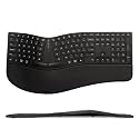 DELUX Full Size Wireless Ergonomic Keyboard,Cushioned Palm Rest, Ultra-Thin Split Ergo Keyboard, Bluetooth & 2.4G Connection,Tri-mode,Built-in 500mAh Rechargeable Battery, Natural Typing (GM909-Black)