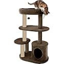 Deluxe Cat Tree Tower, 43 Inch Tall Multi-Level Grey Plush with Sisal Posts, Condo House, Perch Platforms, 19x16x43 Inches (FURR-36) (Brown)