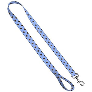deluxe dog leash - patterned heavy duty pet leashes made in the usa - 34 inch x 6 feet polka dots brown on blue