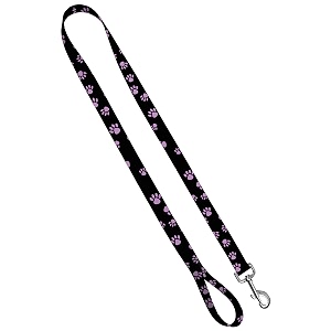 deluxe dog leash - patterned heavy duty pet leashes made in the usa - 1 inch x 6 feet puppy paws pink on black