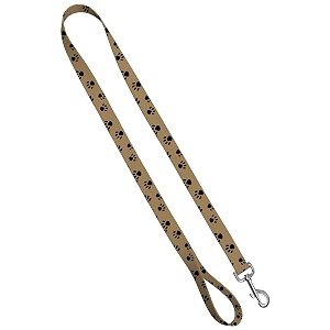 deluxe dog leash - patterned heavy duty pet leashes made in the usa - 1 inch x 4 feet puppy paws black on tan