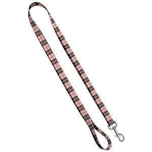 deluxe dog leash - patterned heavy duty pet leashes made in the usa - 1 inch x 4 feet pink plaid tartan