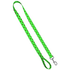 deluxe dog leash - patterned heavy duty pet leashes made in the usa - 1 inch x 6 feet polka dots brown on lime