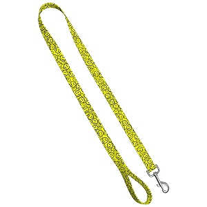 deluxe dog leash - patterned heavy duty pet leashes made in the usa - 1 inch x 6 feet happy face