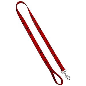 deluxe dog leash - patterned heavy duty pet leashes made in the usa - 1 inch x 6 feet puppy paws black on red