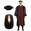 Deluxe Graduation Gown and Hood with Gold Piping - Doctoral Regalia