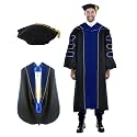 Deluxe Graduation Gown and Hood with Gold Piping - Doctoral Regalia