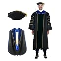 Deluxe Graduation Gown and Hood with Gold Piping - Doctoral Regalia