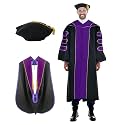 Deluxe Graduation Gown and Hood with Gold Piping - Doctoral Regalia