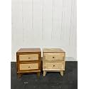 Solid Wood Rattan Nightstand with Drawer, Mid Century Modern Bedside Table, Wooden Side Table for Bedroom Living Room, Handcrafted Cane Furniture, Dark Walnut Finish (Natural)