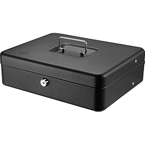 cash box with note and coin compartments  cash box with lock and key amp money tray perfect secure storage for loose change-1 pcs color-black 10 inch