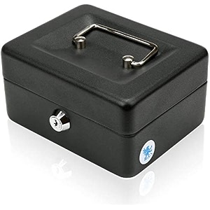 cash box with note and coin compartments  cash box with lock and key amp money tray perfect secure storage for loose change-1 pcs color-black 6 inch