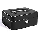 Cash Box with Note and Coin Compartments | Cash Box with Lock And Key & Money Tray Perfect Secure Storage for Loose Change-1 Pcs (Color-Black) (8 Inch)
