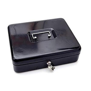 cash box with note and coin compartments  cash box with lock and key amp money tray perfect secure storage for loose change-1 pcs color-black 6 inch