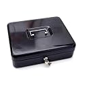 Cash Box with Note and Coin Compartments | Cash Box with Lock And Key &amp; Money Tray Perfect Secure Storage for Loose Change-1 Pcs (Color-Black) (6 Inch)