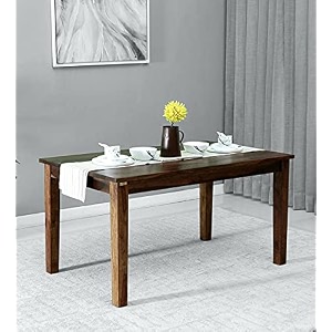 demiwall solid sheesham wood rectangular 6 seater dining table only  six seater restaurant dinning table for office cafeteria amp lounge  wooden dinner table only for canteen  teak brown finish