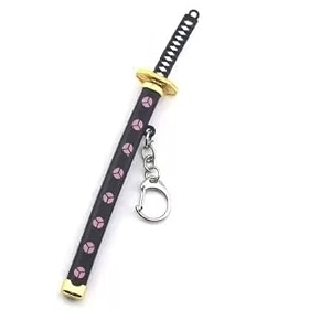 m s demon slayer black katana samurai with scabbard collectable anime toy bike keychain black katana purple round design