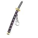 m s Demon Slayer Black katana samurai with Scabbard Collectable Anime Toy Bike KeyChain (Black Katana Purple Round Design)