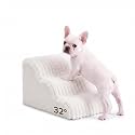 Den&amp;Den 3 Step Dog Stairs for Old Pet, White 13.8"H High-Density Ramp