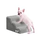 Den&Den 3 Step Dog Stairs for Old Pet, Puppies, for Couch, Grey, 13.8"H