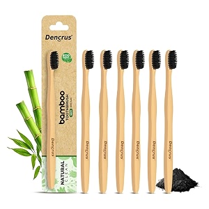 natural clean bamboo toothbrush for adults pack of 6  natural amp eco friendly manual toothbrush  ultra soft bristles with activated charcoal  gentle on sensitive gum care