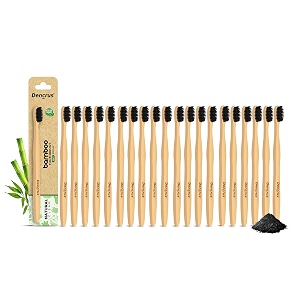 natural clean bamboo toothbrush for adults pack of 20  natural amp eco friendly manual toothbrush  ultra soft bristles with activated charcoal  gentle on sensitive gum care