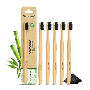 natural clean bamboo toothbrush for adults pack of 10  natural amp eco friendly manual toothbrush  ultra soft bristles with activated charcoal  gentle on sensitive gum care