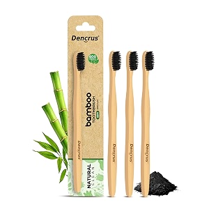natural clean bamboo toothbrush for adults pack of 3  natural amp eco friendly manual toothbrush  ultra soft bristles with activated charcoal  gentle on sensitive gum care