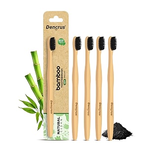natural clean bamboo toothbrush for adults pack of 4  natural amp eco friendly manual toothbrush  ultra soft bristles with activated charcoal  gentle on sensitive gum care
