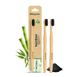 natural clean bamboo toothbrush for adults pack of 2  natural amp eco friendly manual toothbrush  ultra soft bristles with activated charcoal  gentle on sensitive gum care