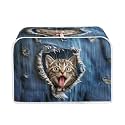 Denim Cat Toaster Covers Multicolor Waterproof Decorative Bread Toaster Cover Compatible with Most 4 Slice Toasters Dust Proof Fingerprint Cover Durable