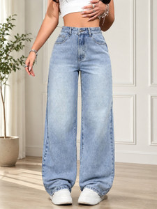 DENIM LOOK Flared Women Light Blue Jeans