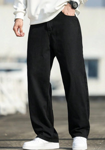 DENIM LOOK Loose Fit Men Black Jeans