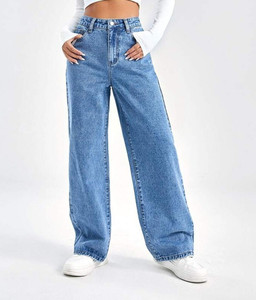 DENIM LOOK Wide Leg Women Light Blue