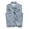 Denim Vest Jacket for Men Fashion Stretchy Trucker Sleeveless Jean Outerwear