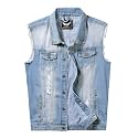 Denim Vest Jacket for Men Fashion Stretchy Trucker Sleeveless Jean Outerwear