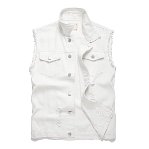 Denim Vest Men Lapel Sleeveless Slim Fit