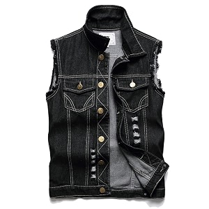Denim Vest Men Lapel Sleeveless Slim Fit