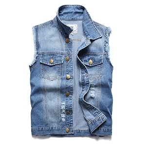 Denim Vest Men Lapel Sleeveless Slim Fit