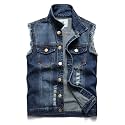 Denim Vest Men Lapel Sleeveless Slim Fit