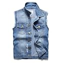 Denim Vest Men Lapel Sleeveless Slim Fit