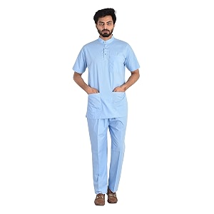 unisex medical collar scrub suits regular fit  short sleeves and bottom uniform ideal for doctors nurses dentistsamphealthcare professionals scrub suit made of 100 cottonsky blue