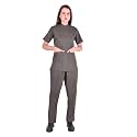 Unisex Medical Collar Scrub Suits Regular fit | Short Sleeves and Bottom Uniform Ideal for Doctors Nurses Dentists&amp;Healthcare Professionals scrub suit made of 100% cotton (Small,GREY)
