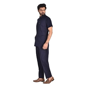 unisex collar medical scrub suit for doctors nurses amp lab staff  100 cotton breathable amp comfortable  top amp pants set  large  carbon blue